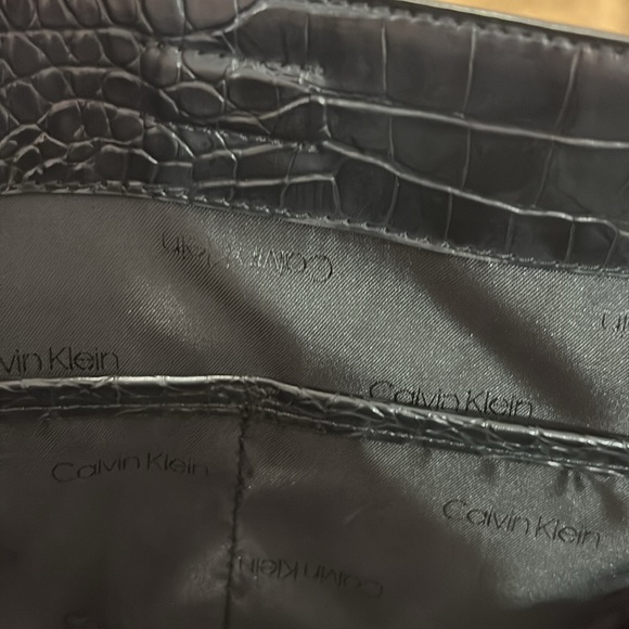 Calvin Klein Black Structured Tote with Croc Embossing - Picture 6 of 10
